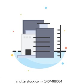 Building, Construction, Factory, Industry Abstract Flat Color Icon Template