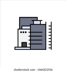Building, Construction, Factory, Industry  Flat Color Icon. Vector icon banner Template. Vector Icon Template background