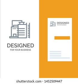 Building, Construction, Factory, Industry Grey Logo Design and Business Card Template