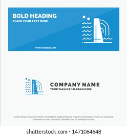 Building, Construction, Factory, Industry SOlid Icon Website Banner and Business Logo Template. Vector Icon Template background