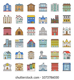 building construction, filled outline icon set 1/3