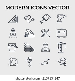 building, construction and home repair tools set icon symbol template for graphic and web design collection logo vector illustration