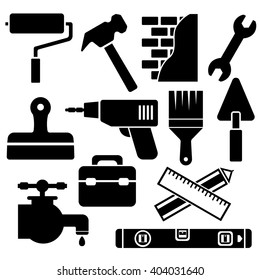 Building, construction and home repair tools. Web icon set