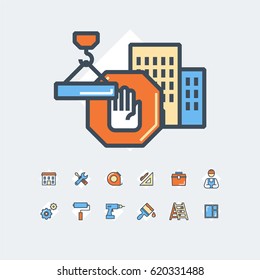 Building construction and home repair web icons set