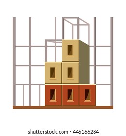 Building construction icon in cartoon style on a white background