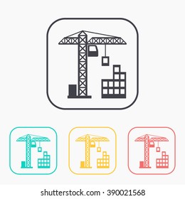 building construction icon color set