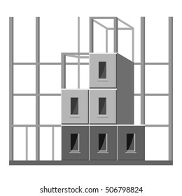 Building construction icon. Gray monochrome illustration of building construction vector icon for web