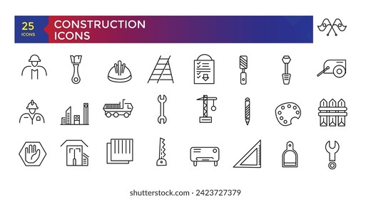 Conjunto de iconos de construcción y construcción, colección de iconos