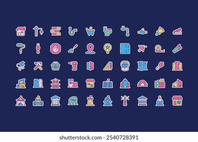 Building Construction Icon Sticker Version