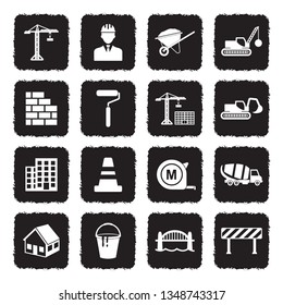 Building And Construction Icons. Grunge Black Flat Design. Vector Illustration. 