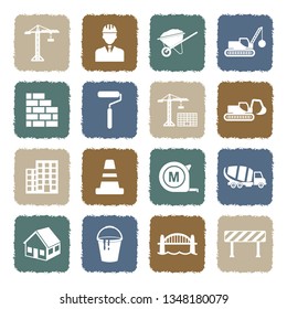 Building And Construction Icons. Grunge Color Flat Design. Vector Illustration. 