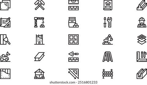 Iconos de construcción de edificios Iconos vectoriales de alta calidad Colección con trazo editable. Ideal para Profesional y Proyectos Creativos.