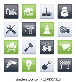 Building and construction icons over color background - vector icon set
