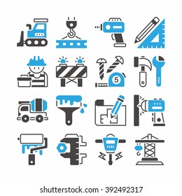 Building and construction icons set