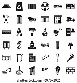 Building construction icons set. Simple style of 36 building construction vector icons for web isolated on white background