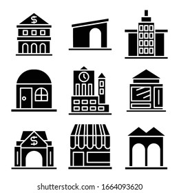 building and construction icons vector set