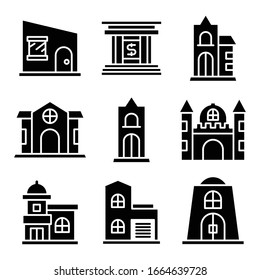 building and construction icons vector set