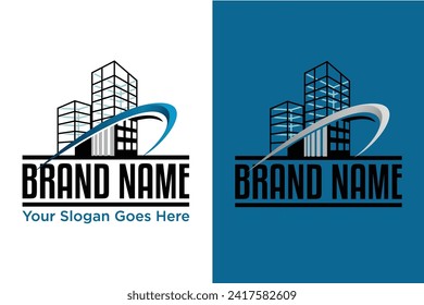 Diseño de la ilustración de la construcción de edificios diseño del logotipo vectorial