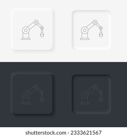 building, construction, industry, robot, neumorphic style button.