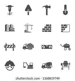 building construction industry vector icon set isolated on white background. construction flat icons for web, mobile and ui design