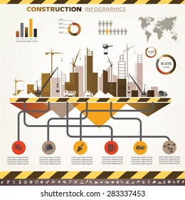 building and construction infographics, vector icons set, design elements