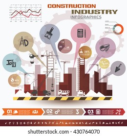 building and construction infographics, vector icons set, design elements