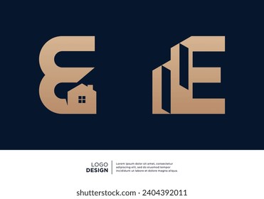 Building construction letter E logo designs collection.