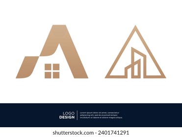 Building construction letter A logo designs collection.