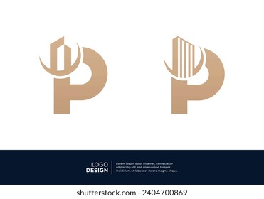 Building construction letter P logo designs collection.