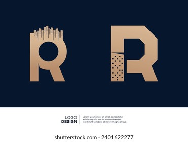Building construction letter R logo designs collection.
