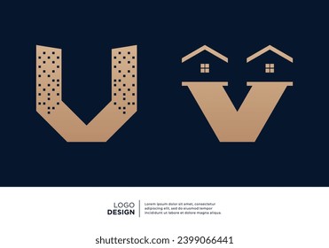 Building construction letter V logo designs collection.