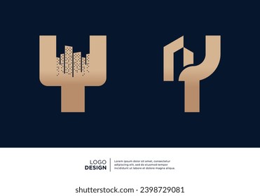 Building construction letter Y logo designs collection.