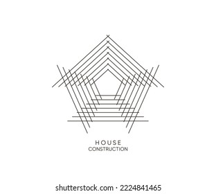 Building construction line creative icon or symbol. Vector, 2022-2023