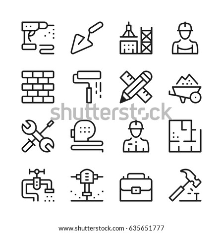 Building and construction line icons set. Modern graphic design concepts, simple outline elements collection. Vector line icons