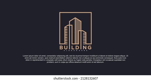 Diseño del logo de construcción con estilo de arte de línea creativa Vector Premium
