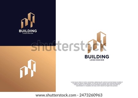 Building construction logo design with golden color