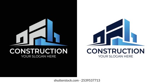 Building construction logo design, Real Estate logo, Real estate with modern concept home building logo design inspiration