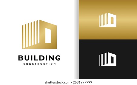 BUILDING CONSTRUCTION LOGO IN GOLD COLOR FOR CONSTRUCTION COMPANY