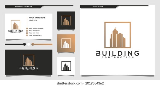 Building construction logo with modern concept and business card Premium Vector
