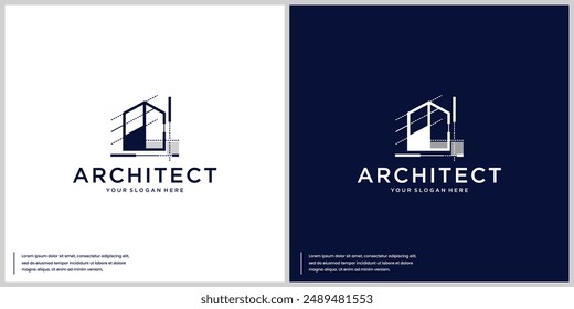 building construction logo with modern line art style, logo design vector.