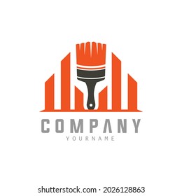 Building Construction Logo Template Paintbrush Concept Logo Isolated Vector
