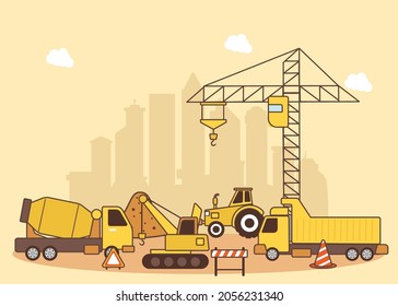 Building construction machinery illustration design