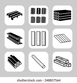 Building And Construction Materials Vector Icon Set