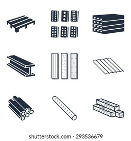 Building And Construction Materials Vector Icon Set