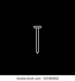 Building Construction Too Nail Line Icon On Black Background