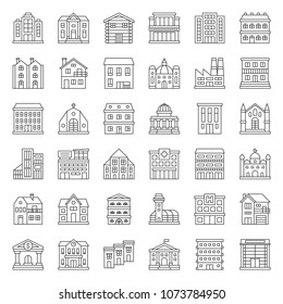 building construction, outline icon set 1/3