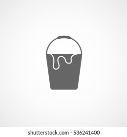 Building Construction Paint Bucket Tool Line Icon On White Background