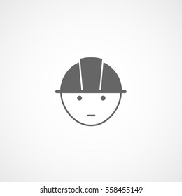 Building Construction Person In Helmet Flat Icon On White Background
