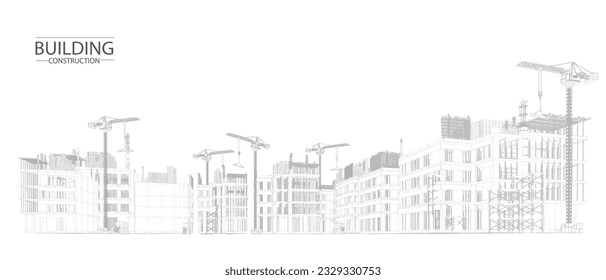 Building construction plan facades architectural sketch.Vector illustration