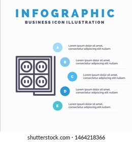 Building, Construction, Plug, Socket, Tool Line icon with 5 steps presentation infographics Background. Vector Icon Template background